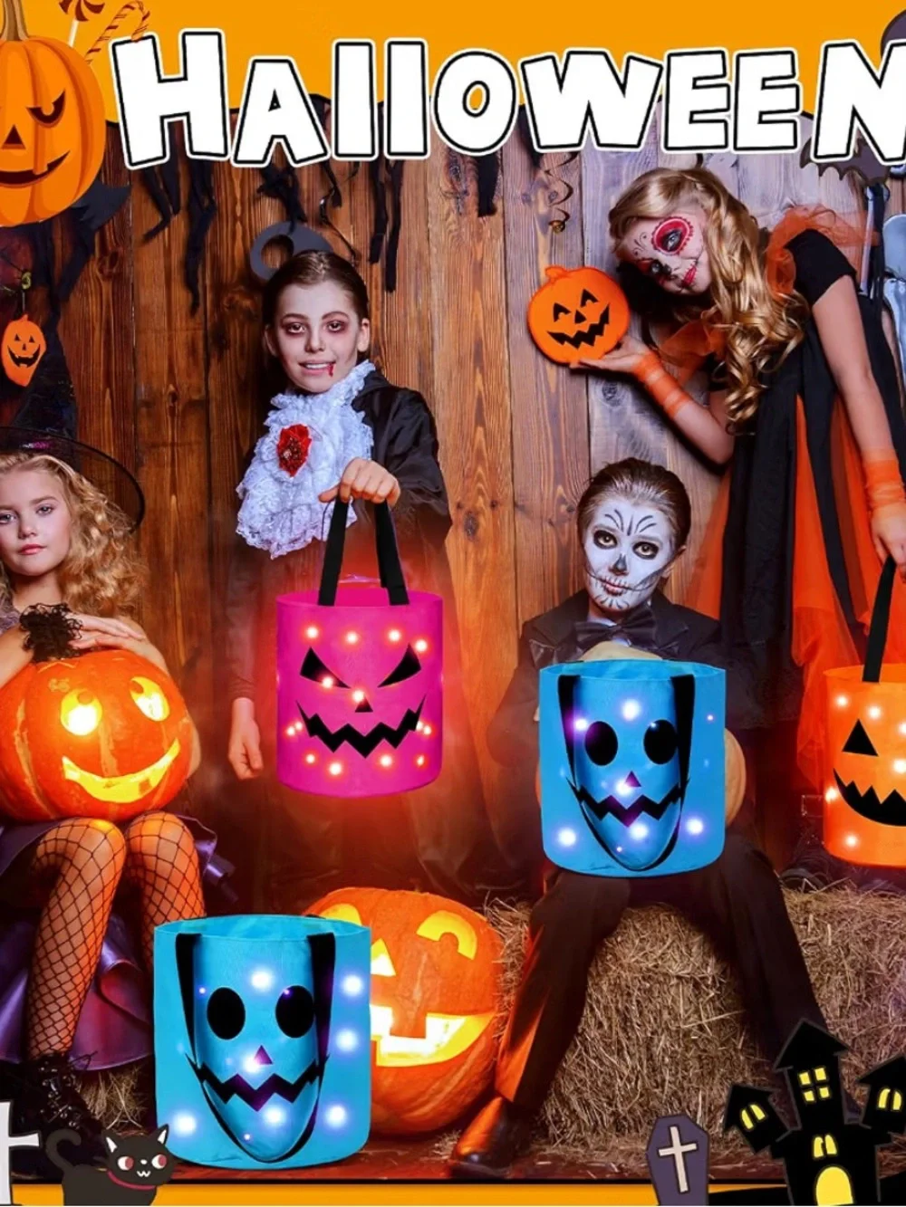 LED Halloween Trick or Treat Bags Light up-Choice